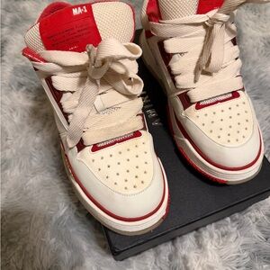AMIRI MA-1 Skeleton Top Sneaker White Red Men's Lace Up Low Top Athletic Shoes